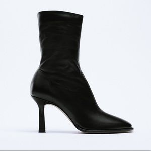 Zara Leather Heeled Ankle Boots